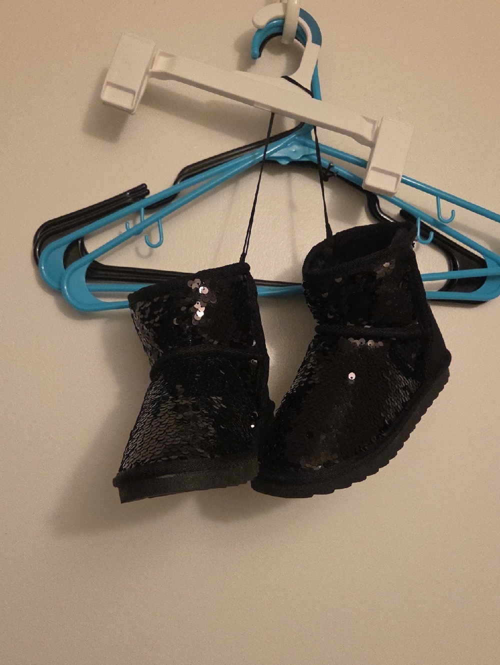 Kids Black Sequin Booties